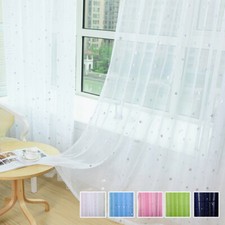Elegant Star Printed Sheer Curtains Rod Pocket Fresh Tulle Voile Gauze 1 Panel
