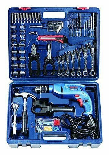Bosch Mechanic GSB 550 Watt Impact Drill Tool Kit Blue 122 Pieces