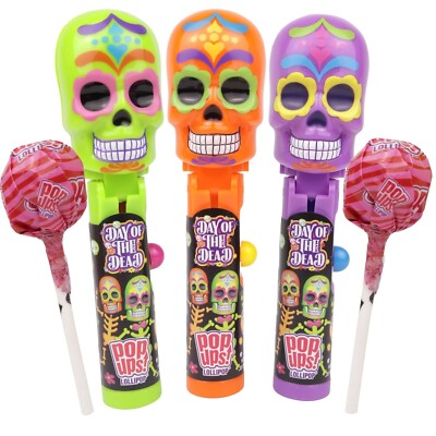 3 Pack Halloween Day of the Dead Pop Ups, Sugar Skull Lollipop Holders FRESH