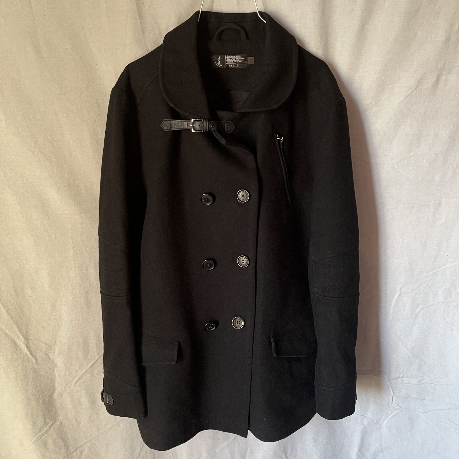 Howe Jackets HOWE ROLLS ROYCE - BLACK Pea Coat Jacket 6 Button Buckle Collar Pocket ...