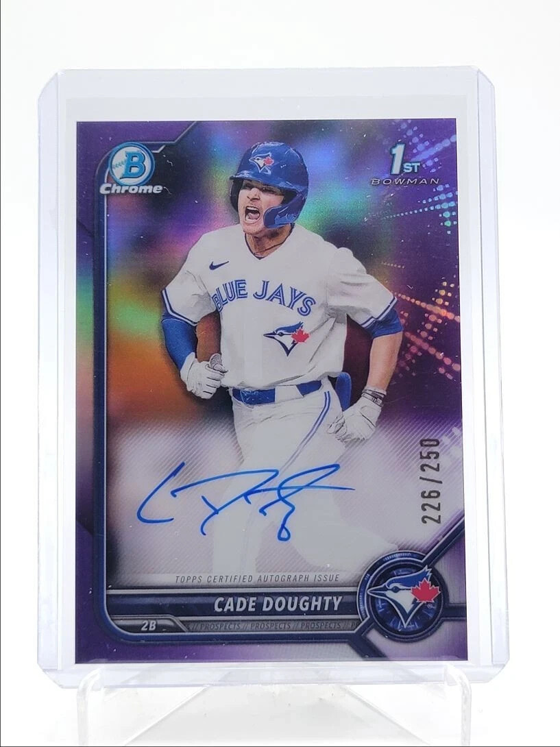 CADE DOUGHTY 2022 BOWMAN CHROME DRAFT 1ST PURPLE REFRACTOR AUTO 226/250