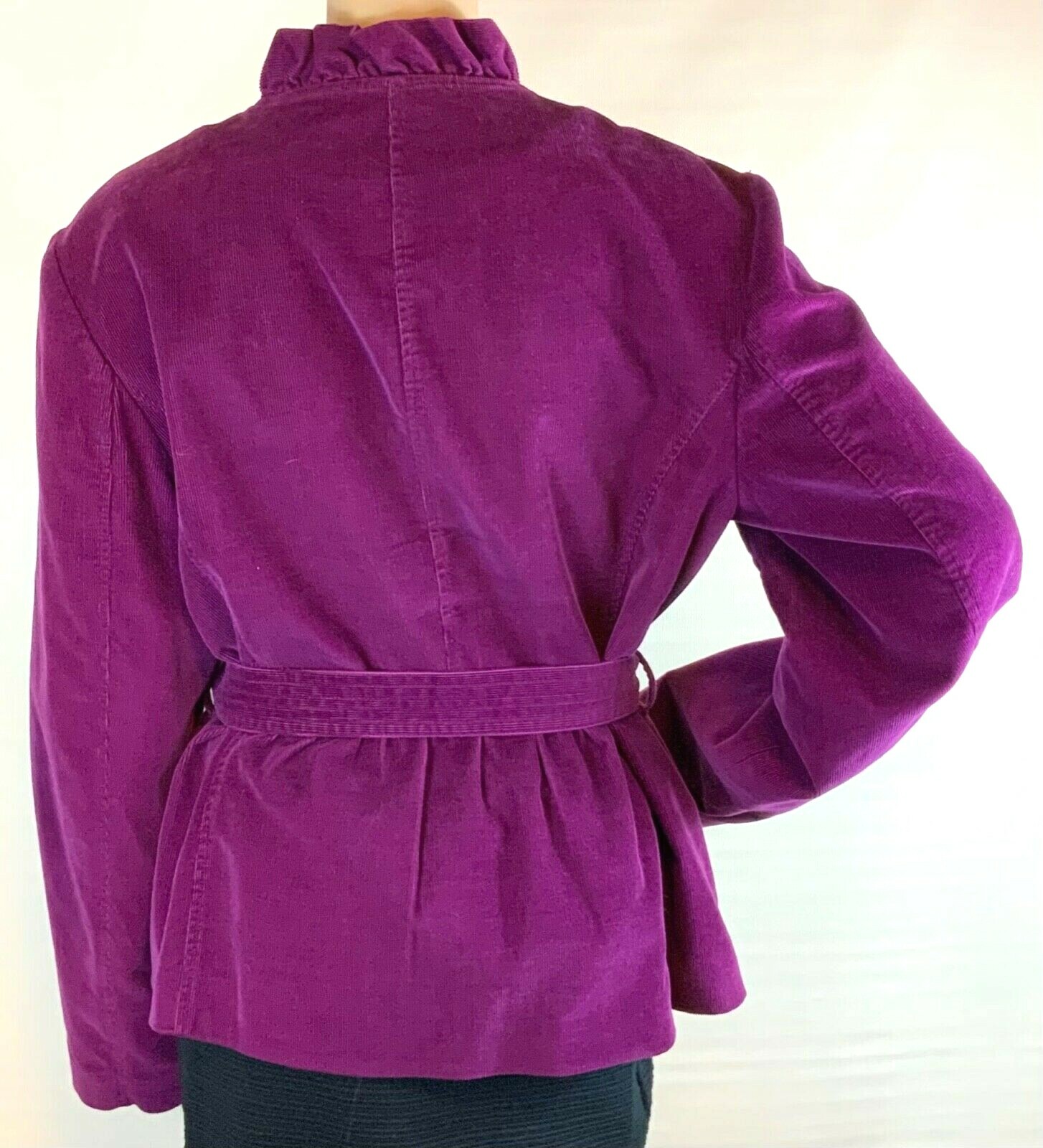 LL Bean Jacket Womens Small Button Front Tie Wais… - image 2