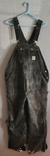 VTG Carhartt R03 Men's Black Quilt Lined Bib Overalls 40x30 Thrashed Distressed