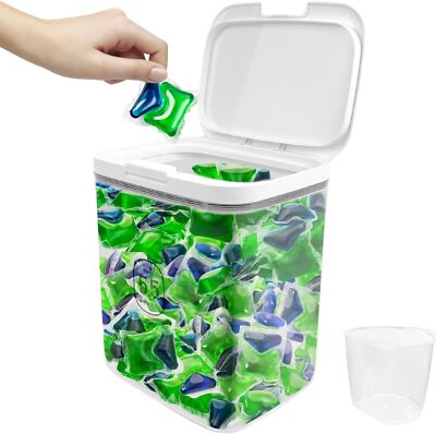 5.5L large Capacity Container With One-Press Lid For Laundry Room 5.5L, Clear 