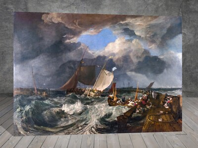 J M W Turner Calais Pier Boot Meer Leinwand Gemälde Kunstdruck Wand 1255