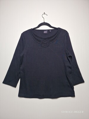 Rafaella Studio Women's Black Top 3/4 Sleeve Size L/G
