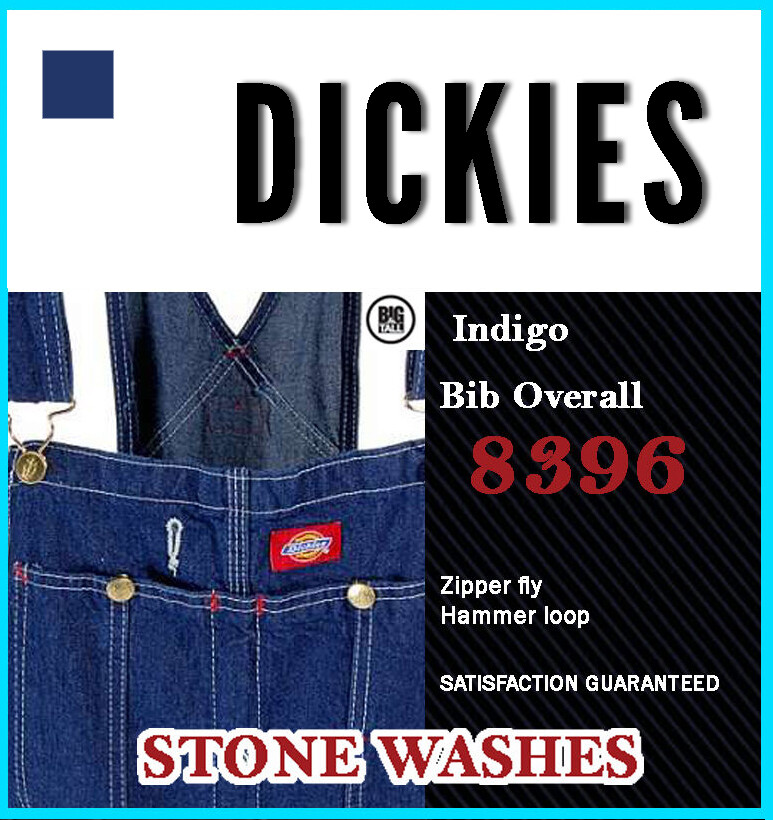 dickies washed denim blue overalls