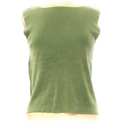 NEW COLDWATER CREEK L SAGE OLIVE GREEN STRETCH KNIT TANK TOP SILK COTTON 38 B M - Picture 1 of 1