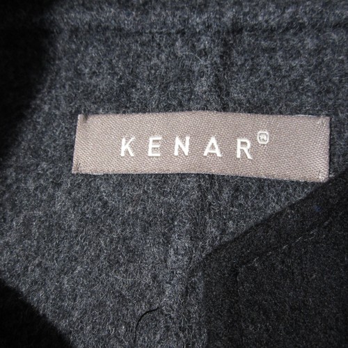 Kenar Wool Pea Coat Womens L Black Mock Neck Double Breasted Peplum Minimalist - Picture 8 of 10