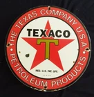 VINTAGE TEXACO GASOLINE / MOTOR OIL PORCELAIN GAS PUMP SIGN