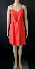 MADEWELL Red Daybreak Silk Drawstring Waist Sleeveless V Neck Mini Dress Sz 0