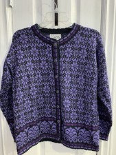 Alpaca Imports Wool Sweater cardigan Size S Women's Nordic Floral fair isle EUC