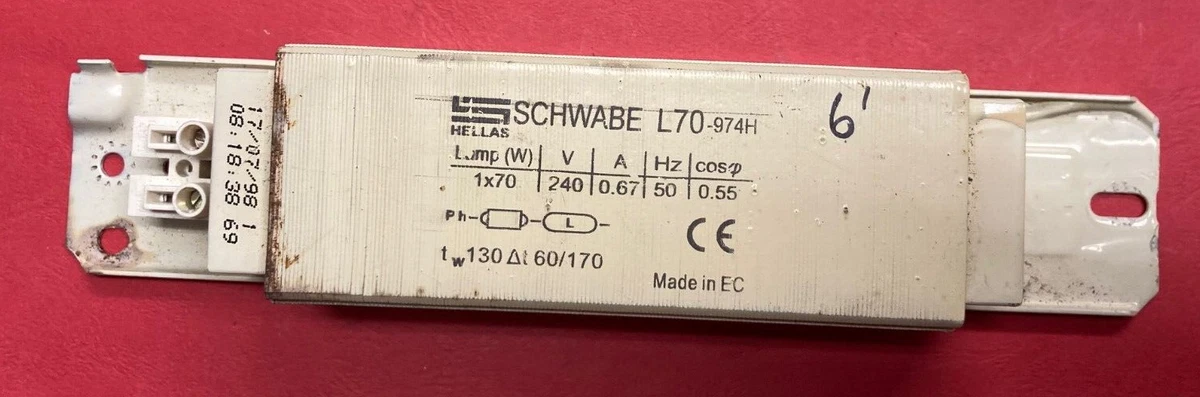 Fluorescent Ballast 70W for 6 Tube used