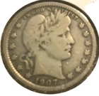 elf Barber Quarter Dollar 1907  858