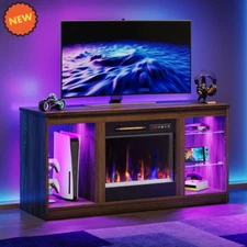 Soporte De TV Con Chimenea Electrica Mueble Para Sala Televisor De 55" Walnut