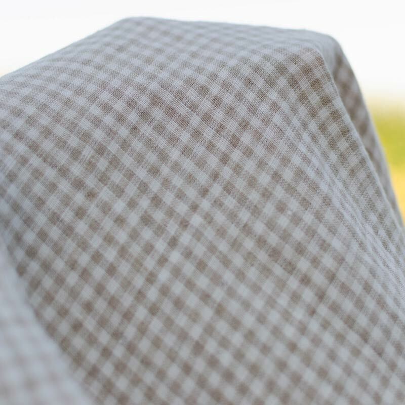 Toile De Lin Lavé à Carreaux Blancs Et écrus - Vendu Au Demi-mètre, Largeur 150 Cm - 100% Lin