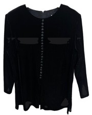 JBS LTD Women s Top Plus Size 20W Black Velvet Tunic Front Slit Elegant Vintage