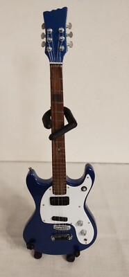 Miniature 10'' Blue & White Johnny Ramone Display Guitar w/Stand
