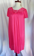 Vintage pink silky Shadowline waltz length night gown, Medium, nylon