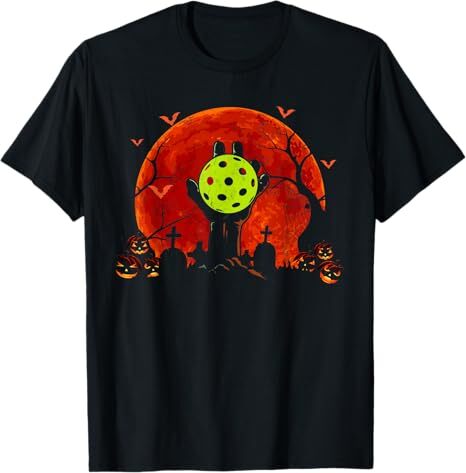 Zombie Hand Holding Pickleball Ball Zombie Halloween T-Shirt