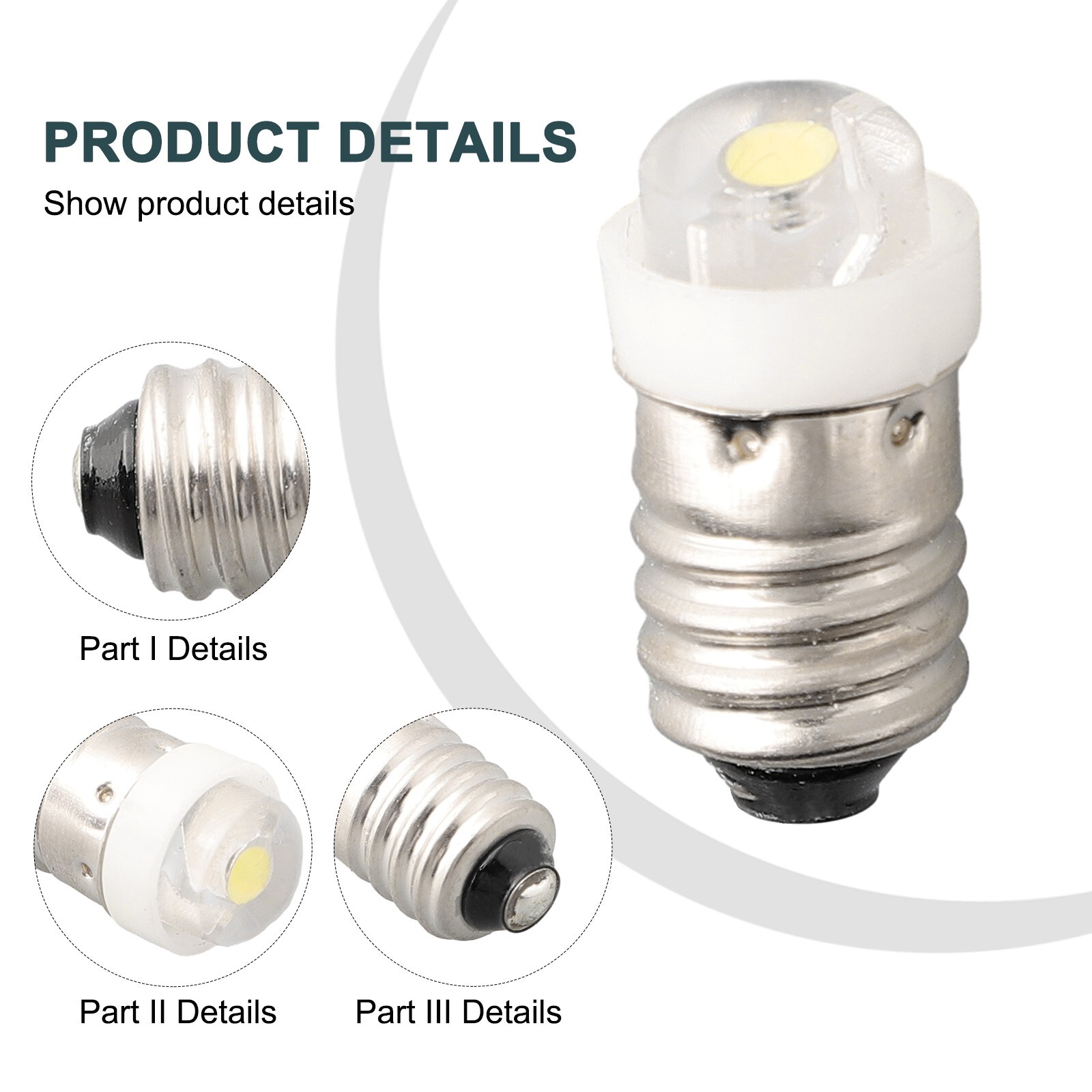 Reliable Energy-Efficient White LED E10 Bulb for Flashlights Lanterns Torches