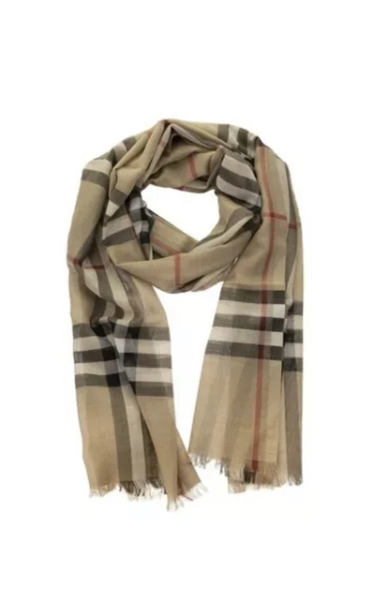 Burberry - Lightweight Check Wool & Silk Scarf Pink