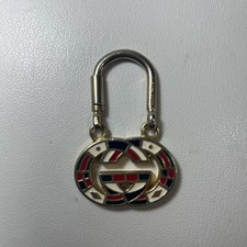 Gucci Multi-Hued 1980s Vintage Metal Interlocking Logo Enameled Keyring Italy