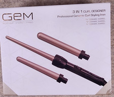 GEM 3 in 1 CURL Designer Professional Ceramic Curler Styling Iron Open Box