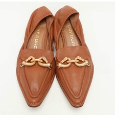 Tory Burch Brown Leather Jessa Loafers Size 8 Horse-bit Equestrian