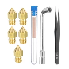 3D Nozzles Kit, 5pcs 3D Printer Brass Nozzles 0.6mm, 5pcs Cleaning Needles