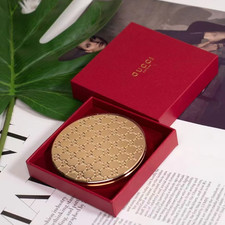 Gucci Cosmetic Beauty Makeup Compact Mirror in Gold Pattern with Box