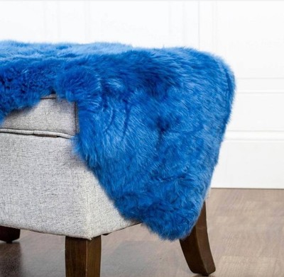 Premium Genuine Sheepskin Rug Brown Real Australia Sheepskin Natural 2x6' Blue