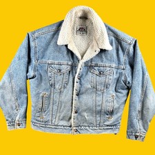 Vintage Levis Denim Jacket Mens L Blue Sherpa Lined Trucker USA 70609 4891