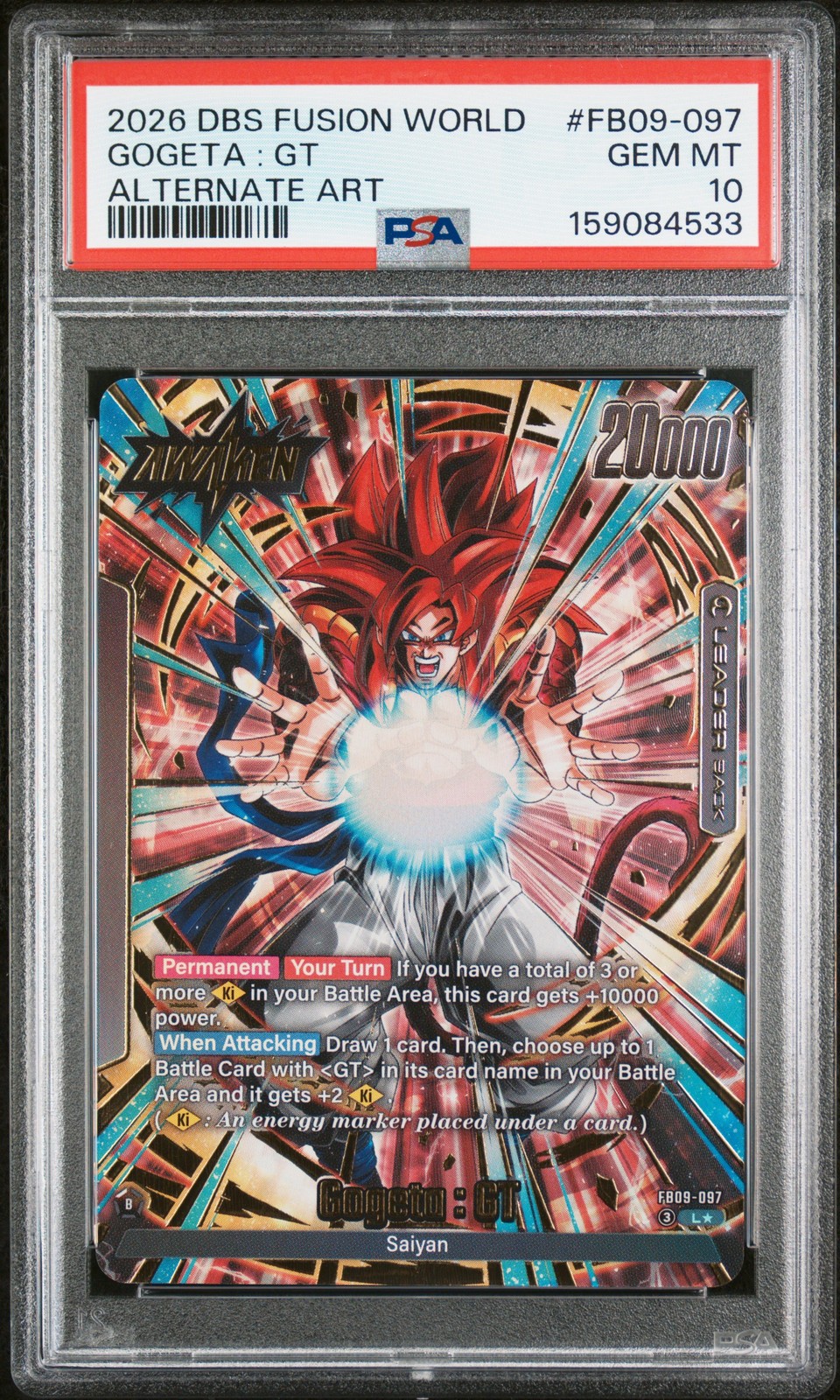 2026 DRAGON BALL SUPER CARD GAME FUSION WORLD DUAL EVOLUTION GOGETA : GT PSA 10 view 1