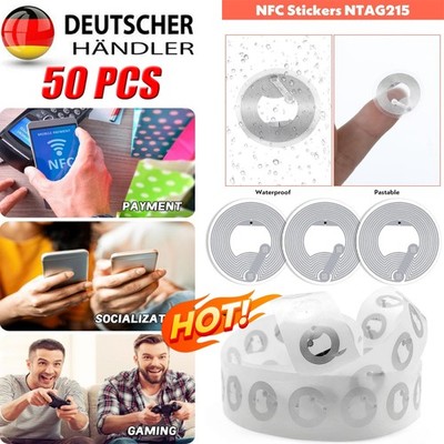 [50 Stück] Transparente NFC Sticker n215, 504 Byte (kompatibel mit Ntag215) NEU!