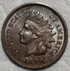 AU-UNC 1890 Indian Head Cent, Razor-Sharp, Lustrous specimen.
