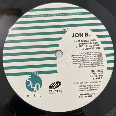 Jon B -Are U Still Down-1997 US-12'' Vinyl-Contemporary R&B-Promo-EX