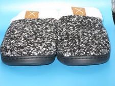 New Faux Fur Lined Memory Foam Slippers Knit Clog Black White EU 42/43 US M 9-10