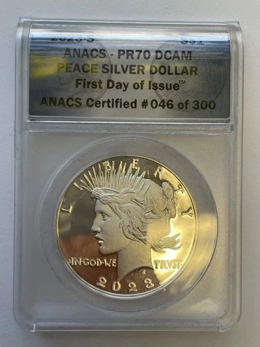 2023-S Proof Peace Silver dollar ANACS PR70 Deep Cameo First Day