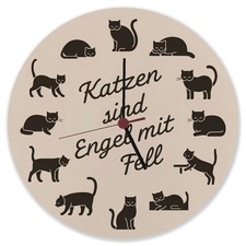 Katzen sind Engel mit Fell Wanduhr aus Alu