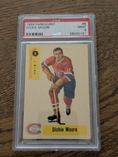 1958-59 PARKHURST DICKIE MOORE #8 PSA 9 MINT MT MONTREAL CANADIENS POP 8 !!