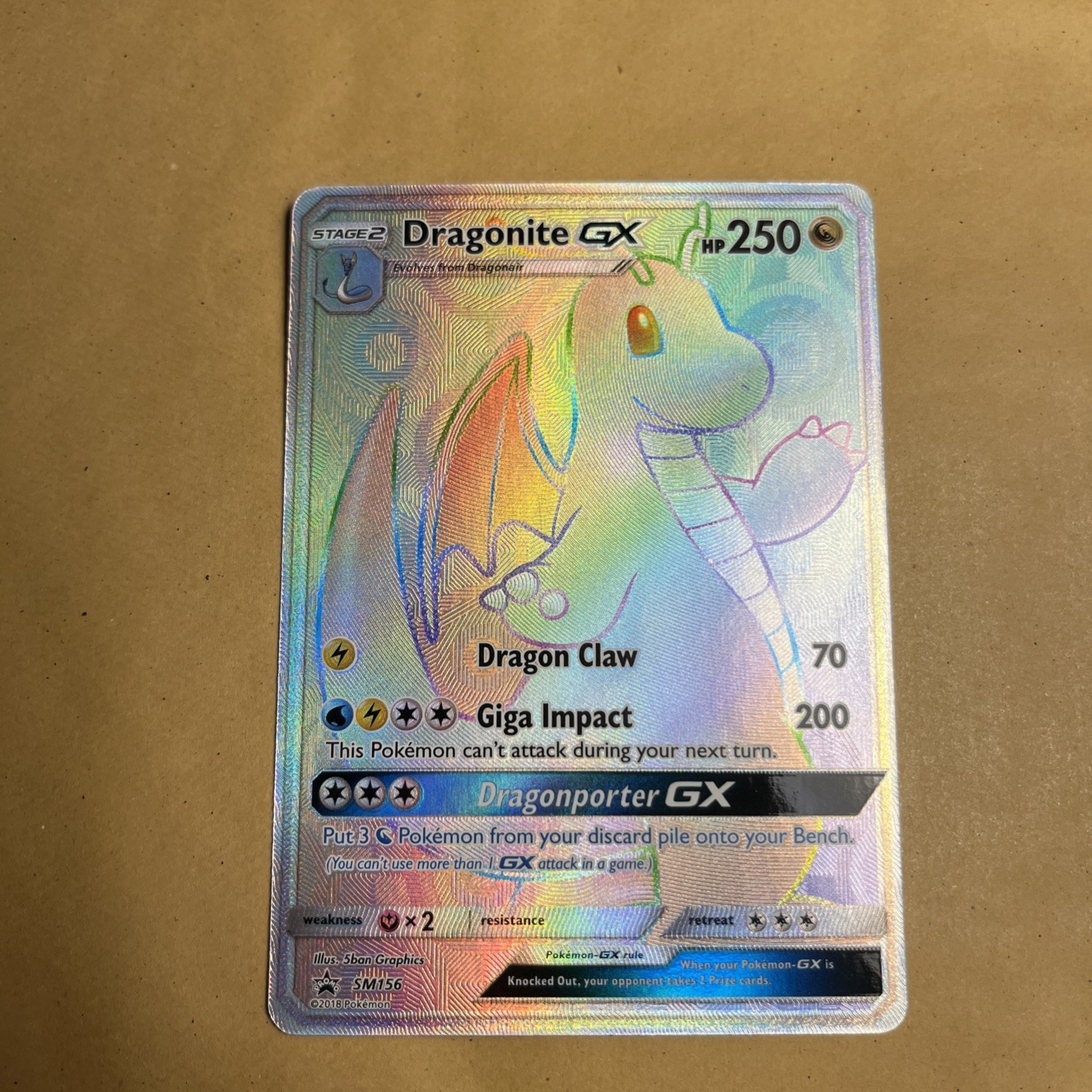 Pokémon Dragonite GX SM Black Star Promo SM156 Holo Secret Ultra Rare Card NM