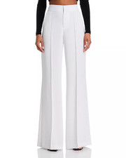 NWT ALICE + OLIVIA Dylan High-Waist Wide-Leg Pants - White (Size 2) MSRP $295.00