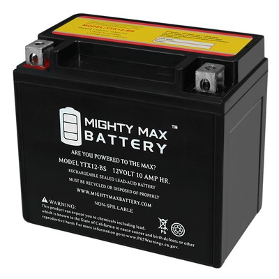 Mighty Max YTX12-BS 12V 10AH Battery for Honda TRX200SX FourTrax 1986-88