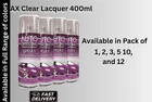 AX Clear Lacquer Spray Paint 400ml Car Metal Wood Fast Dry – Multi Pack