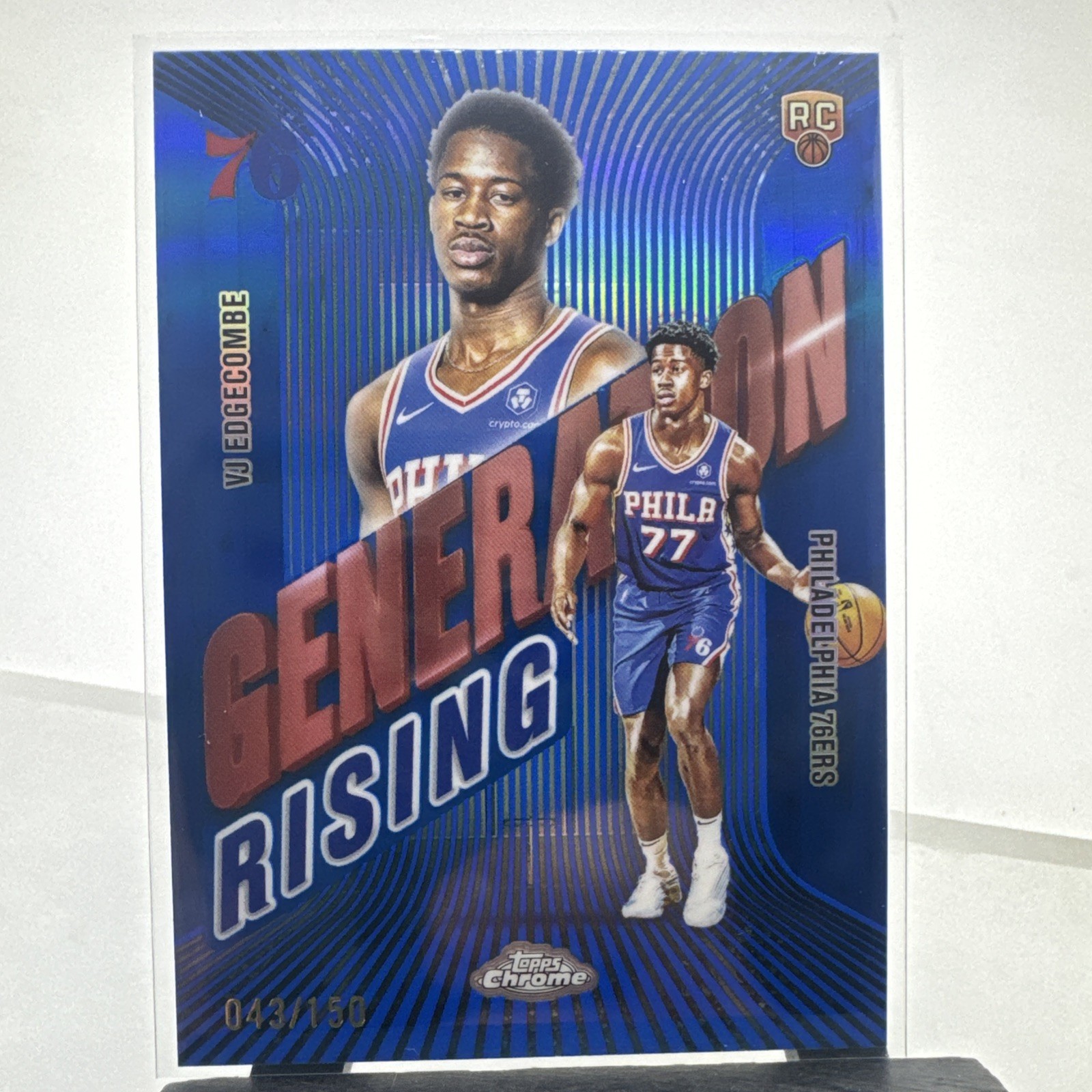 VJ Edgecombe 2025-26 Topps Chrome Generation Rising #GR-3 RC Blue Refractor /150