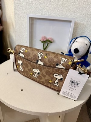 Coach X Peanuts Hailey Flap Bag In Signature Canvas With Snoopy