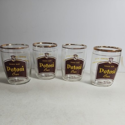 Set of 4 Good Old Potosi Barrel Beer Small Glasses ACL Wisconsin