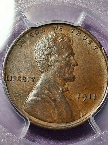 1911-P LINCOLN CENT. MS/ BU/BN AU-58 PCGS CERTIFIED