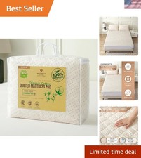 Breathable Quilted Queen Mattress Protector - Luxury Organic Cotton  Waterproof